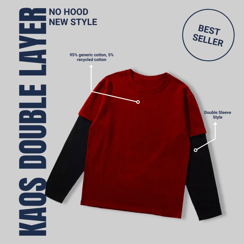 Kaos polos double layer [OVERSIZE] tangan panjang bahan katun 30s / double layer long sleeve