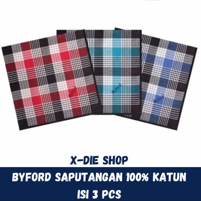 SAPUTANGAN PRIA BYFORD ISI 3 PCS 100% KATUN HANDKERCHIEFS SAPU TANGAN