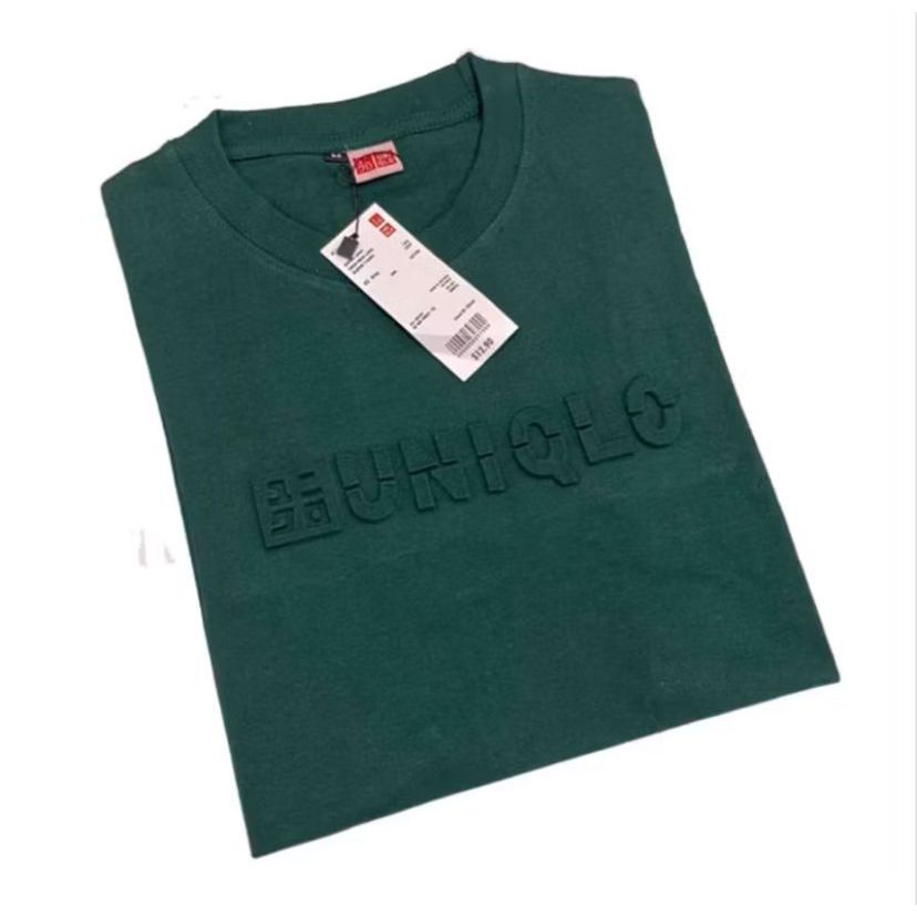 T-SHIRT KAOS UNIQLO EMBOS DENIM / SABLON TIMBUL UNIQLO DEWASA UNISEX SIZE JUMBO M - XXL PREMIUM