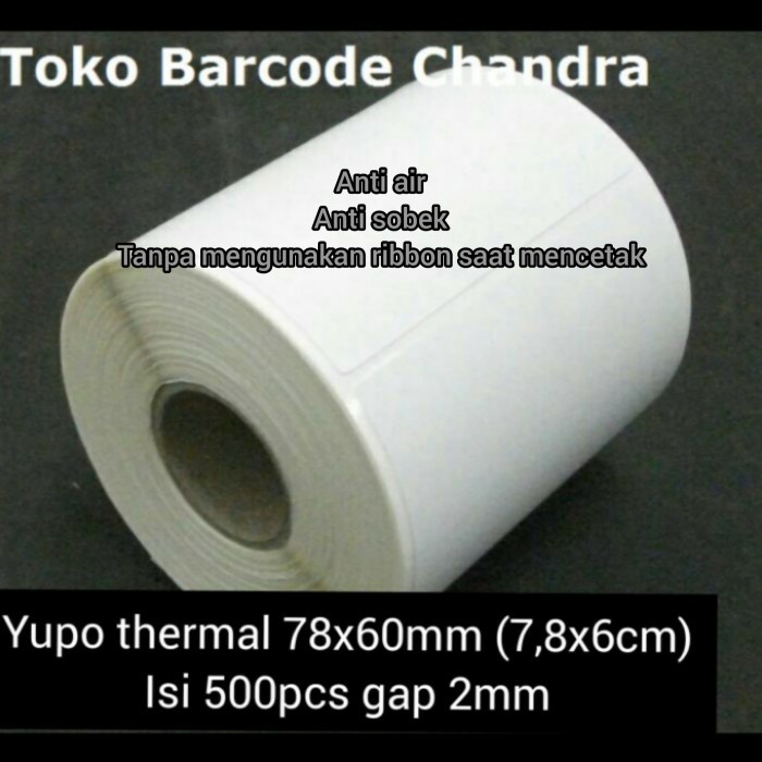 

LABEL BARCODE YUPO THERMAL 78X60MM 1LINE 500PCS GAP 2MM