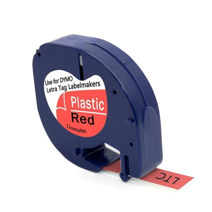 

DYMO LETRATAG LABEL TAPE RED PLASTIC 12MM