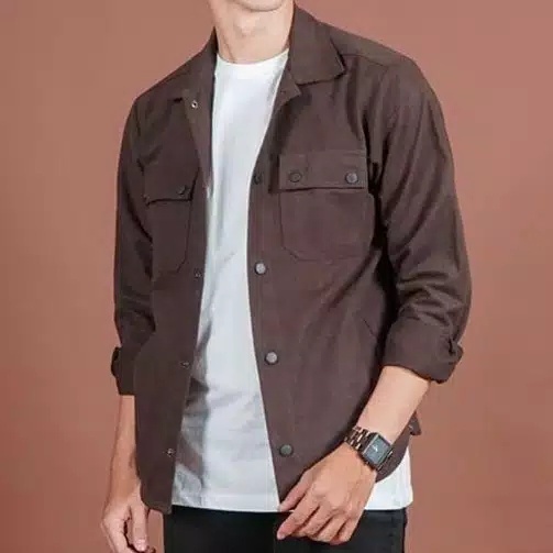 Jaket Semi parka Pria Wanita Kancing Hitam Jaket Trucker Pria Canvas Parka Full Size