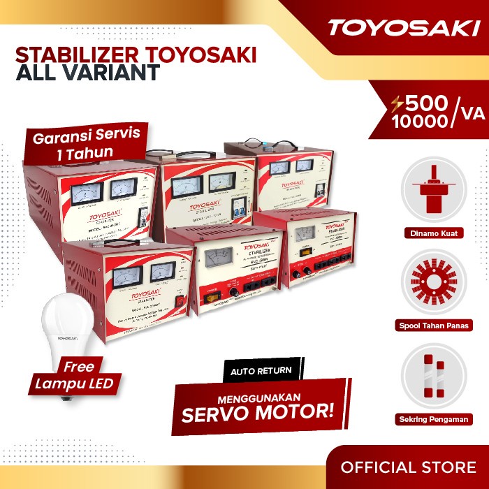 Ready Toyosaki Stabilizer Stavol Listrik Stabiliser 500VA 1000VA 2000VA 3000VA 5000VA 10000VA