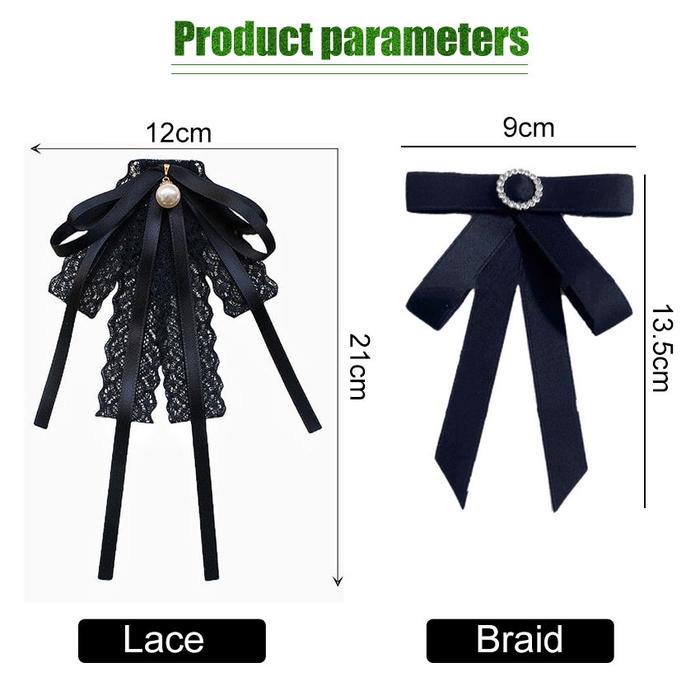 Modrico- Dasi Pita Pin Korea Series Wanita Hitam Graceful Vintage Bow Tie Fashion Style Dasi