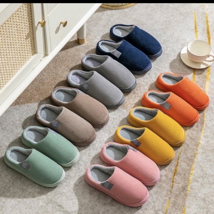 sandal rumah wanita pria sandal bulu indoor kamar tidur empuk slippers