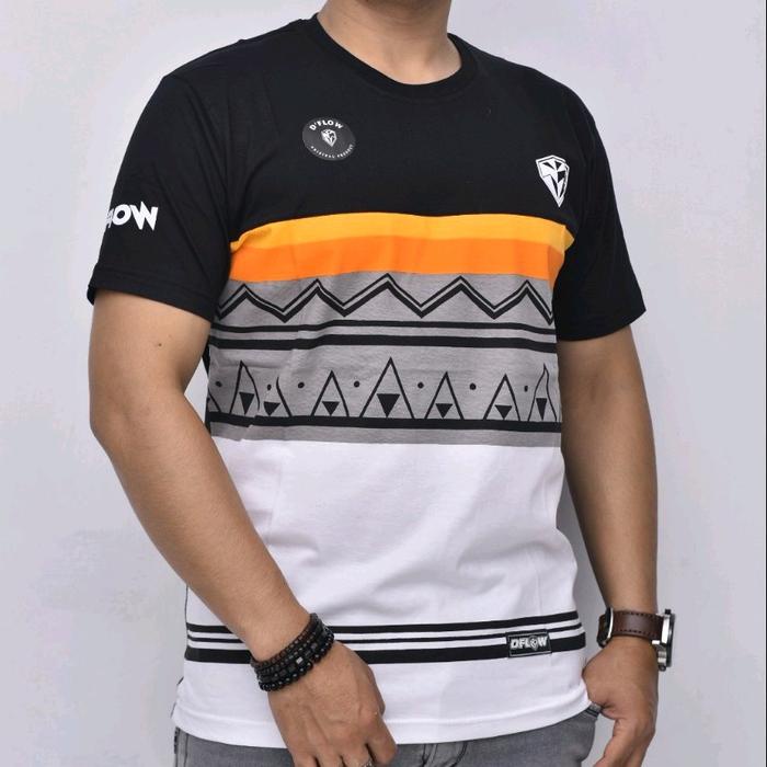 Styla-KAOS Distro Pria Baju DFLOW ORIGINAL NEW MOTIF Katun Lembut Karet Sablon