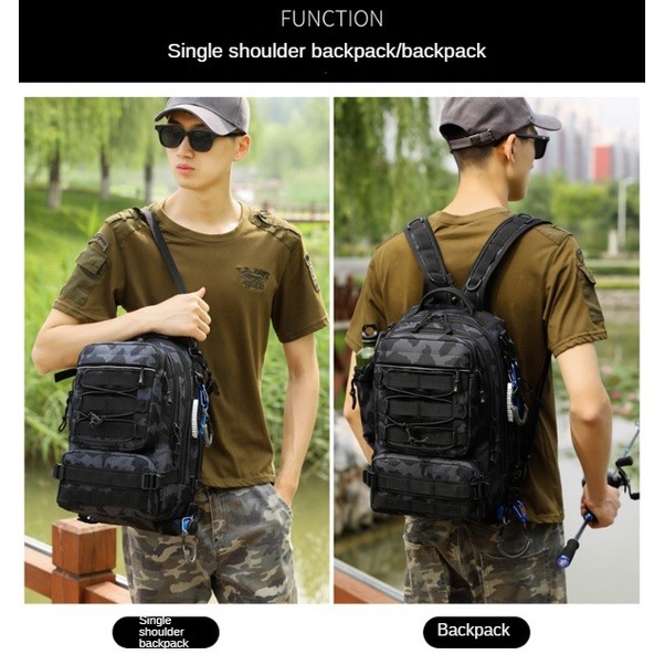 Ready Backpack Bag 8819 Shoulder Rod 3 in 1 Tas Ransel Pancing Multifungsi