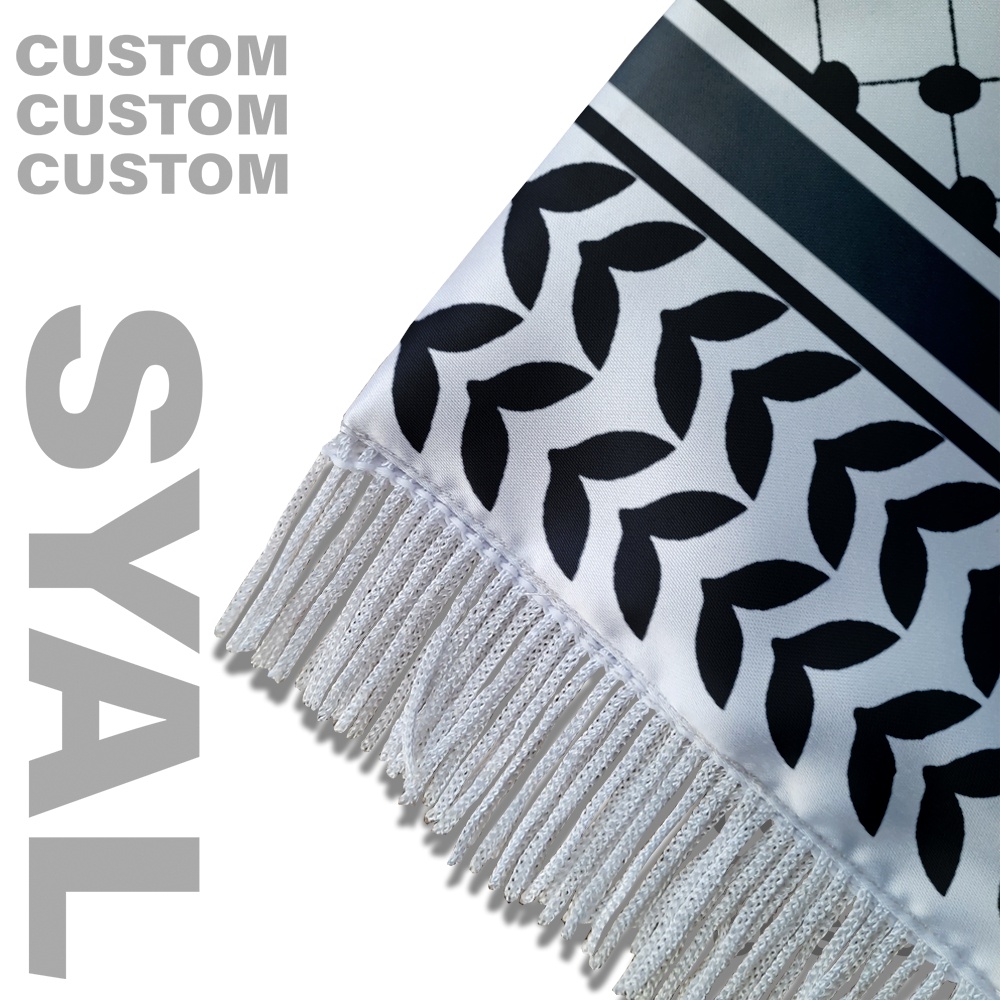 Nazhifa Printing - Syal Batik Palestina, Jaring Putih, Scarf Leher Unisex, Pria Wanita