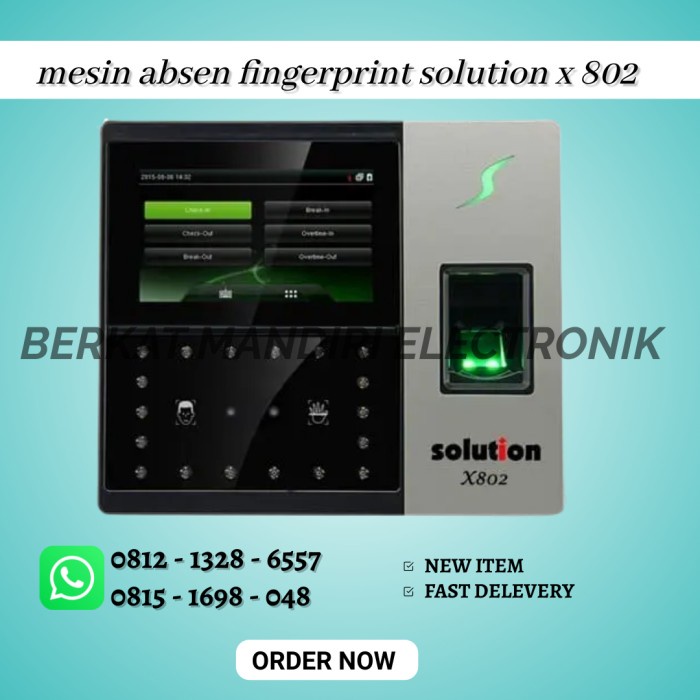 SOLUTION X802 Mesin Absen Fingerprint & Face Mesin Absen Solution X802