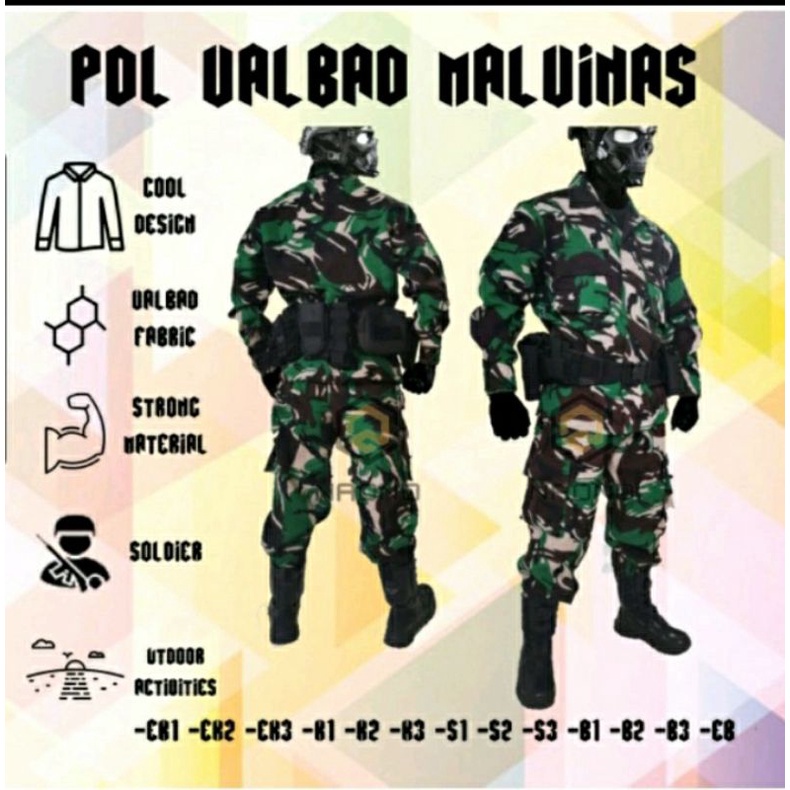 STELAN BAJU PDL VELBED PREMIUM /SETELAN BAJU TEMPUR PDL MALVINAS TNI/BAJU PDL LORENG DINIR LAPANGAN