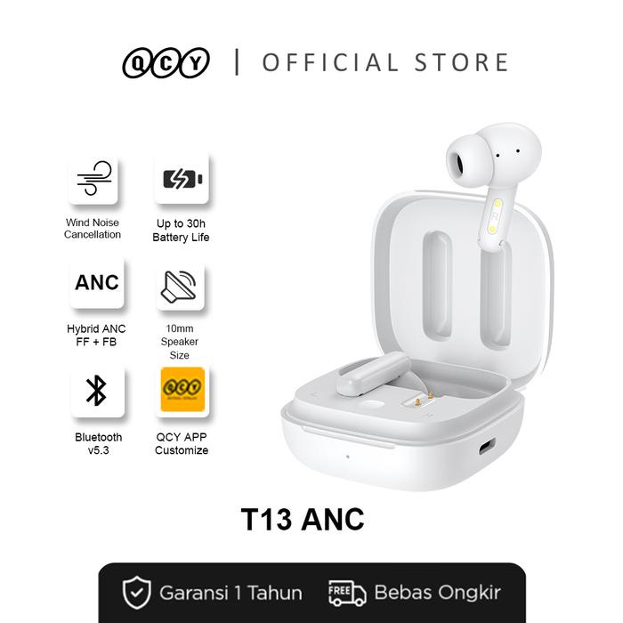 QCY T13 ANC TWS Wireless Earbuds - Earphone Bluetooth 5.3 iOS/Android 10m IPX5 Black Headphones
