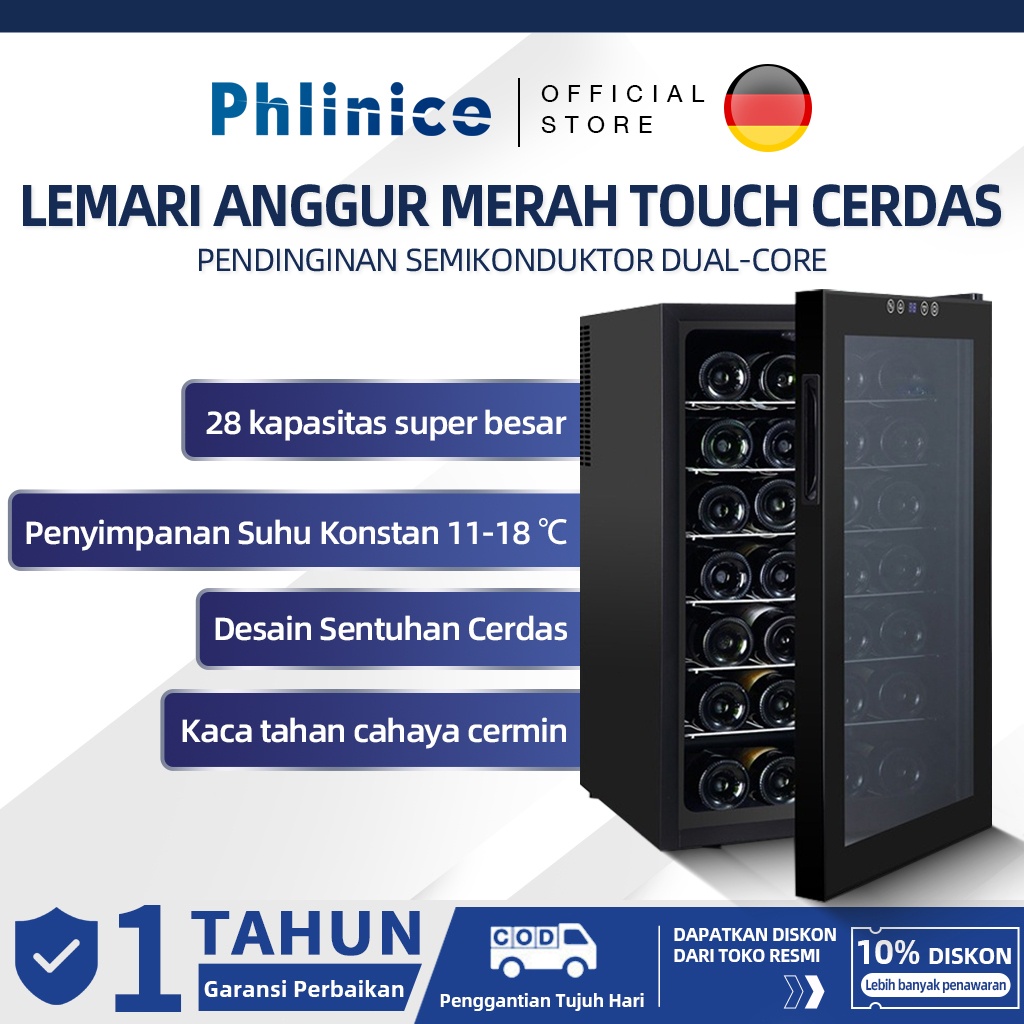 Phlinice 28 Botol 70L Ula Lemari Anggur Bar E Berdingin Eletroni Uhu Ontan Entuhan Ce Lemari