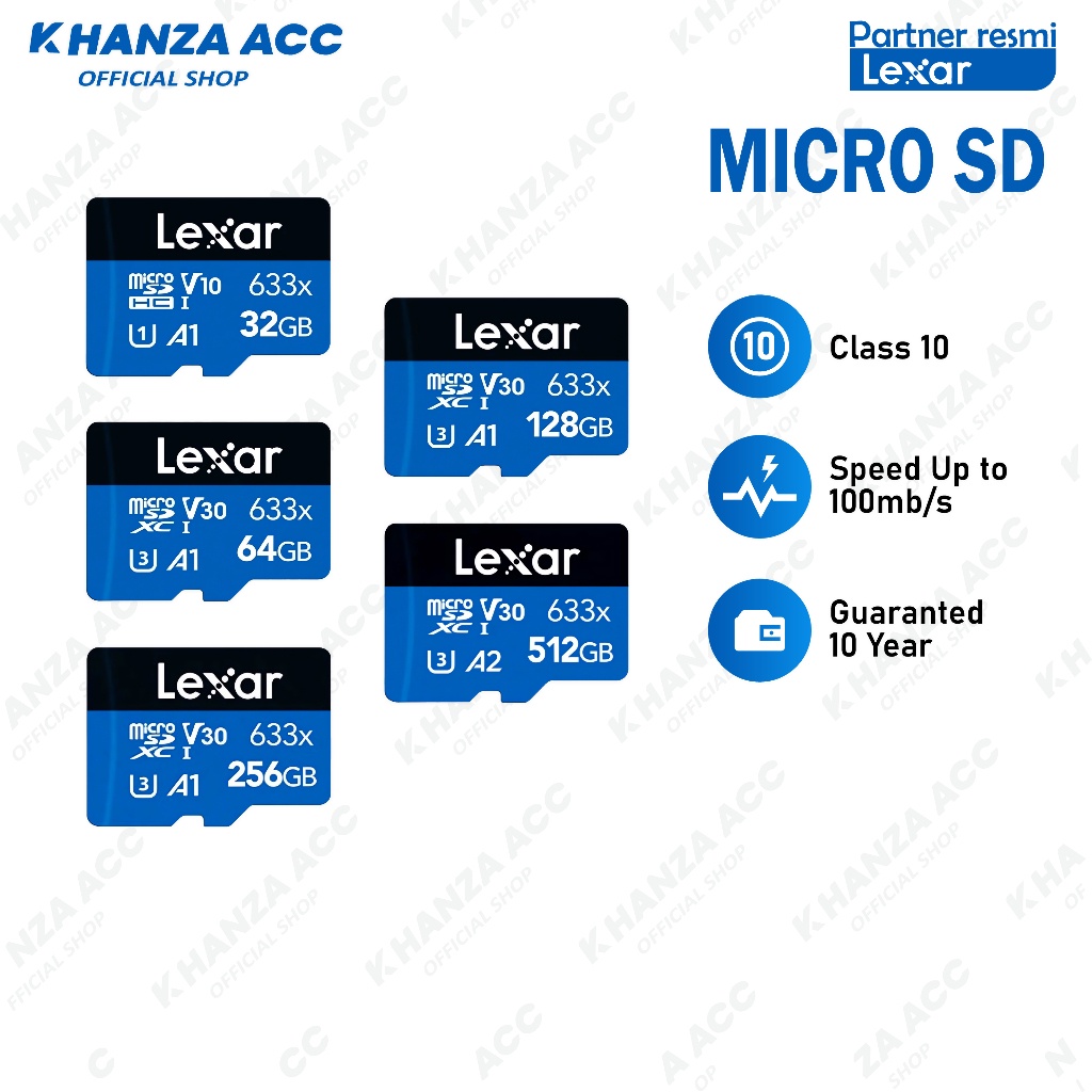 LEXAR HIGH PERFORMANCE 633X KARTU MEMORI HP MICRO SD 32GB / 64GB /128GB / 256GB / 512GB