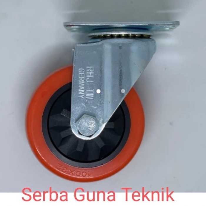 Sale Terbatas Roda Pu Merah 5" Inch Rhj-Tw Plat Hidup Roda Troli Rhj Germany Medium Duty Double