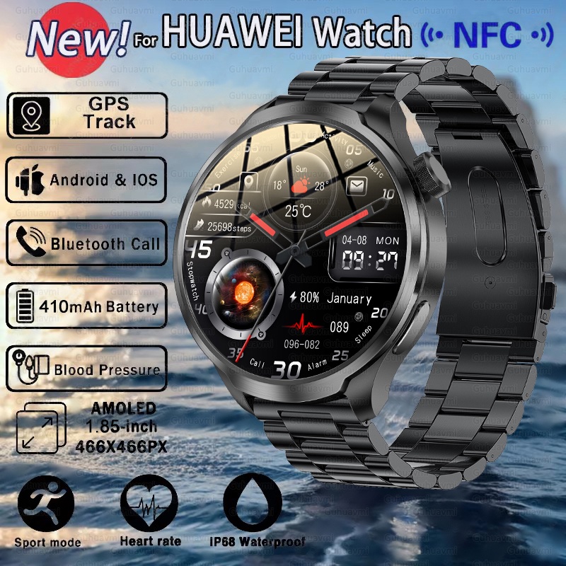 For  IOS Sports Smart Bracelet Men Watch 1.85  Screen GPS Compass Altimeter Waterproof Bluetooth Cal