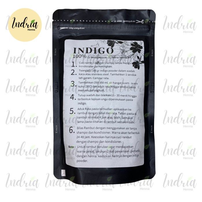 Indigo powder 100 gr Natural blue black hair coloring