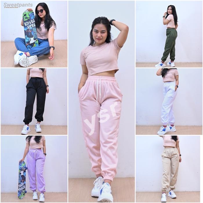 Lariss- Sweatpants Joger Sport Celana Panjang Wanita Celana Olahraga Pria Korea Uniseks Koreaan