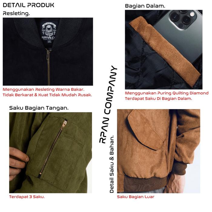 Bomber Suede Tokyo / Bomber Jacket Suede / Jaket Suede Zipper / Bomber Suede Tokyo Pria.
