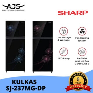 Kulkas 2 pintu Sharp Sjx 237 MG No frost Glossy Door 220 Liter