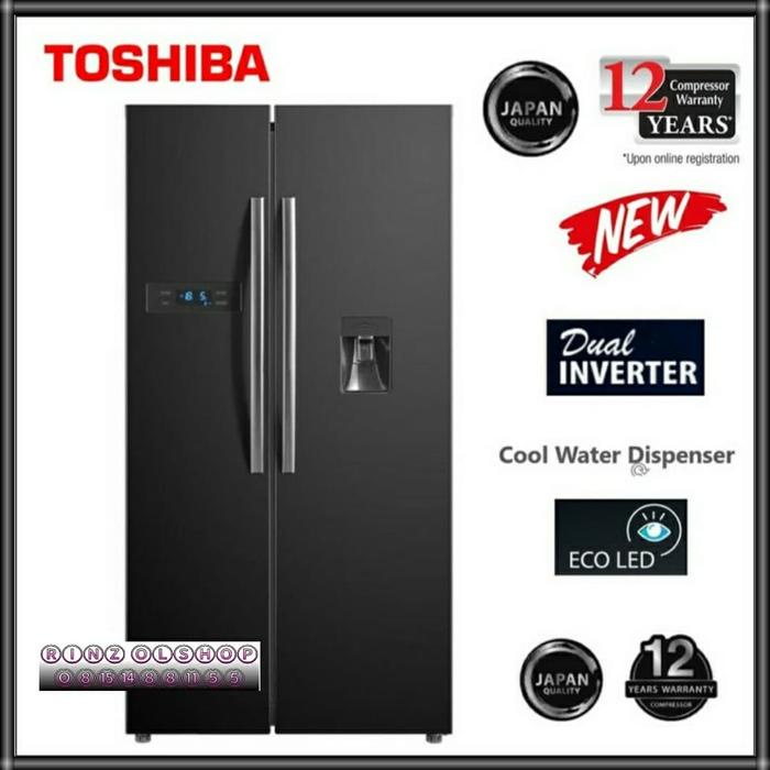 KULKAS TOSHIBA GR-RS682WE PMF SIDE BY SIDE DUAL INVERTER DISPENSER