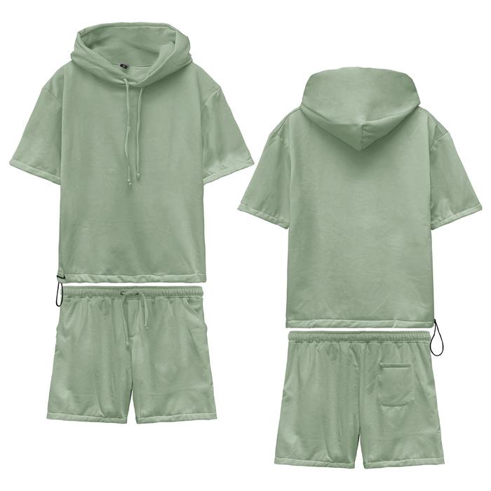 Lariss- ONE SET YUKS HOODIE POLOS COTTON FLACE Lengan pendek Celana Pendek Panjang Pria