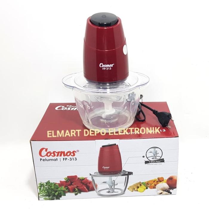COSMOS FOOD PROCESSOR FP 313 PELUMAT PENGGILING BUMBU DAGING FP313 CHOPPER GELAS KACA 1.2L FP-313