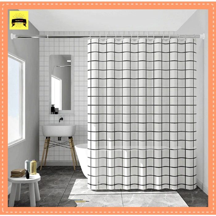 BnYk,Stock- Tirai Kamar Mandi Anti Air Gorden Hordeng Pintu Kamar Mandi 180Cm