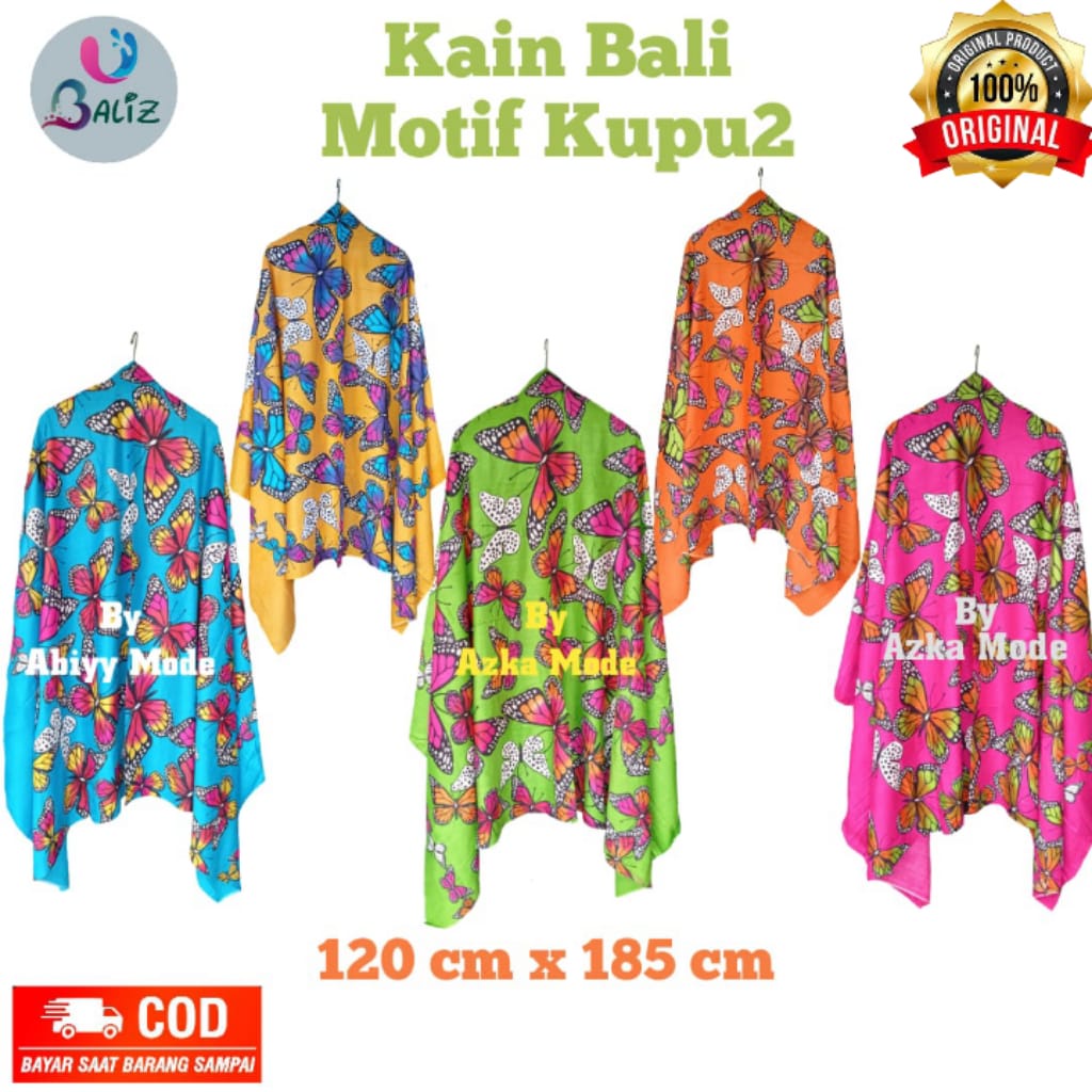BnYk,Stock- Kain Pantai Kain Bali Pantai - Kain Bali Motif Kupu Kupu Baru - Sarung Pantai SEMBILAN