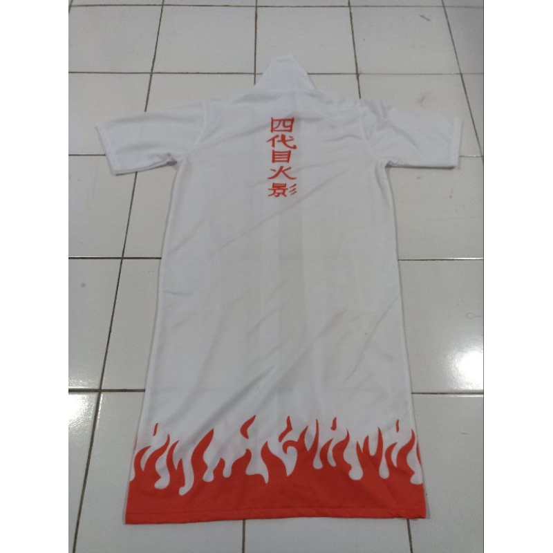 jubah anime cosplay Naruto hokage 7 Tali (non Zipper) putih merah oren