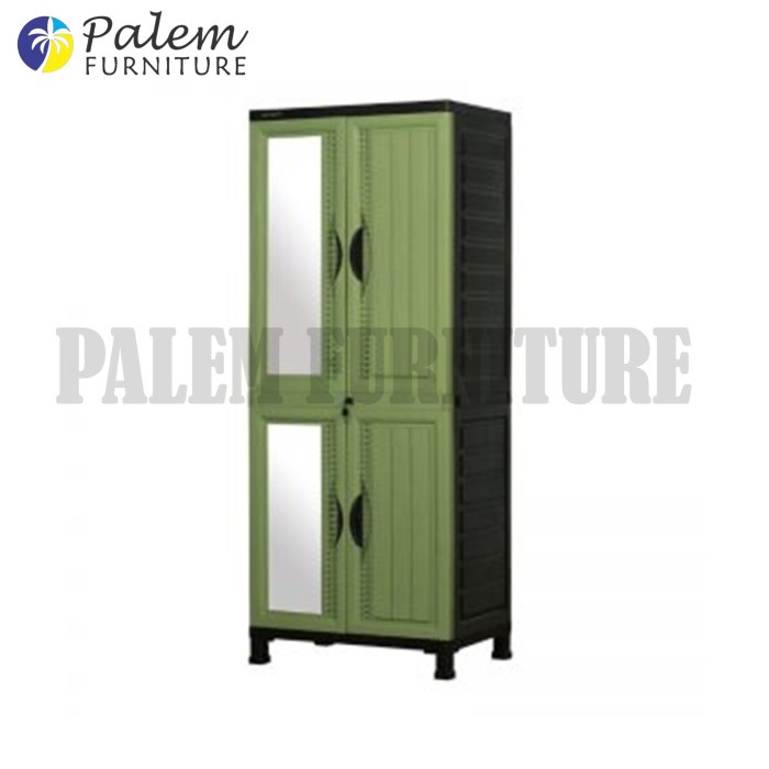 LEMARI PAKAIAN 2 PINTU NAPOLLY RAK N KACA MOTIF ROTAN CABRO 85 NAPOLLY