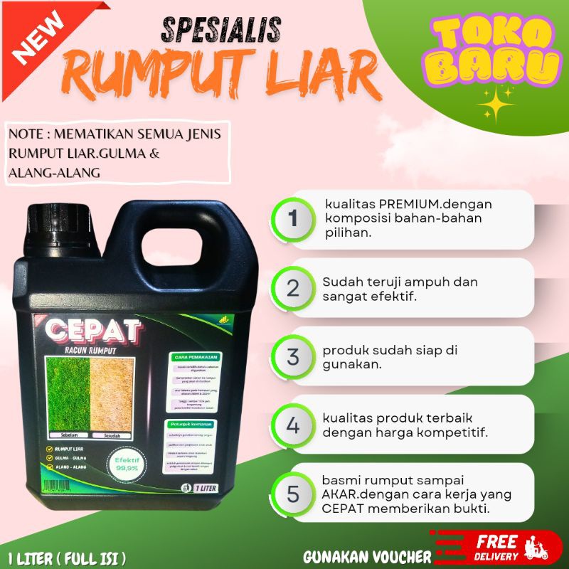 

FRESH pembasmi rumput liar ampuh 100% 1 liter jaminan ampuh 99,9%Racun rumput terbaikpembasmi gulma