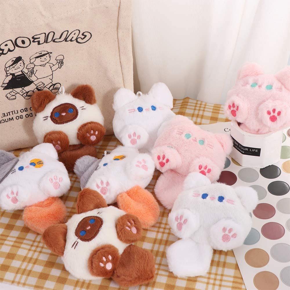 Plush Brooch Coffee Cat Plush Keychain Soft Fluffy Cute Cat Plush Doll Ins Cartoon Animal Plush Key