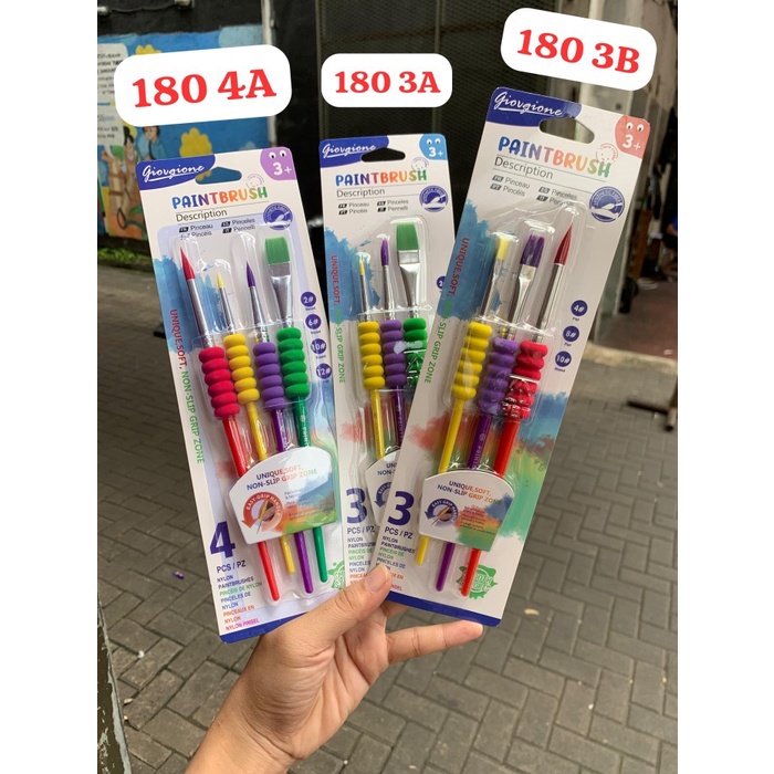 

paling diminati] kuas giorgione kode G180 3A ( isi 3 kuas ukuran 2, 10 round, 12 flat ) nylon artist