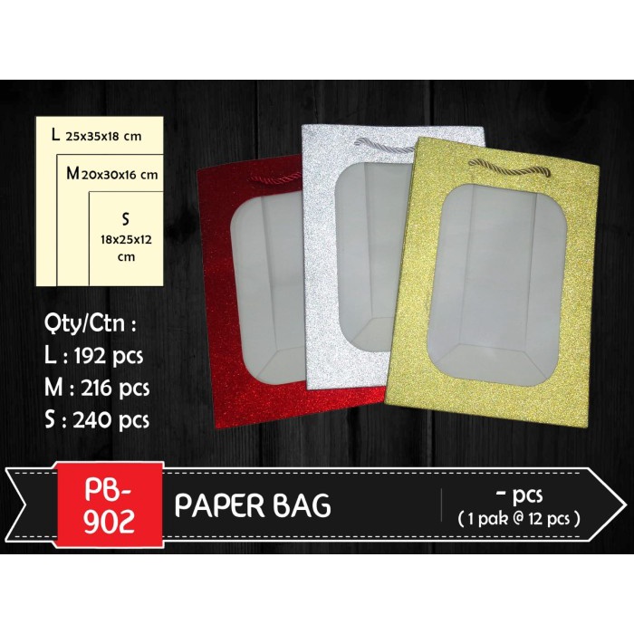 

paling diminati] shopping bag paper bag hampers jendela ukuran besar25x35x18 cm glitter