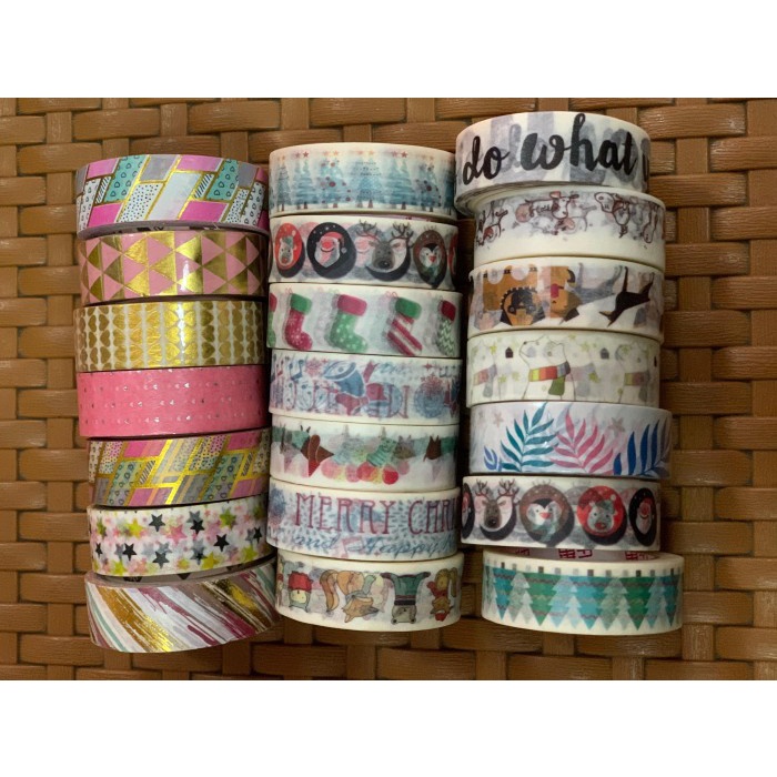 

,,,,,,,] washi tape natal dan biasa satuan ukruan 1 inch panjang 5 meter BAZIC