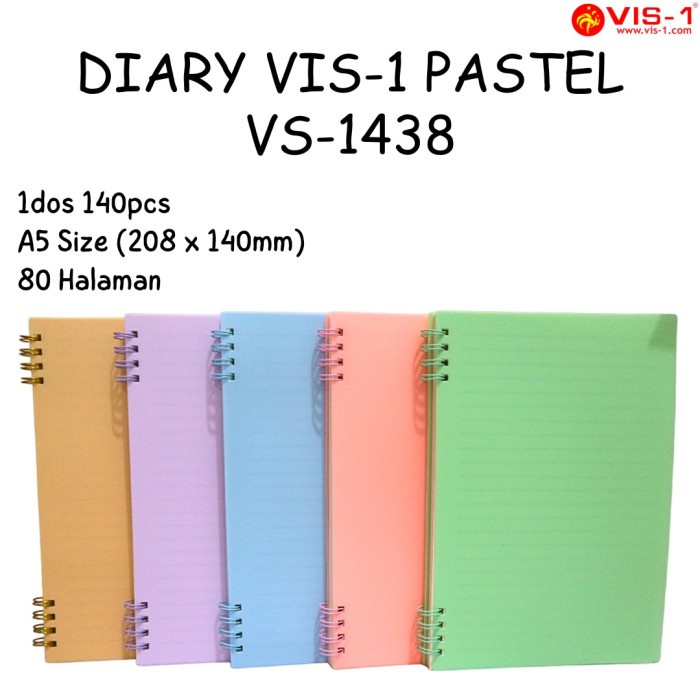 

*#*#*#] buku diary pastel ukuran a5 isi 80 lembar viz 1 seminar ring kawat