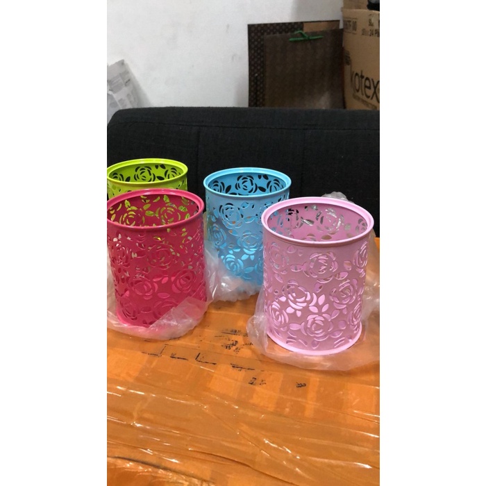 

((((()paling dicari] desk cady tempat ballpoint meja besi motif bunga pastel satuan