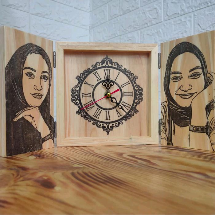 Jam Kayu Lukis (Jati Belanda) Jati Mesin