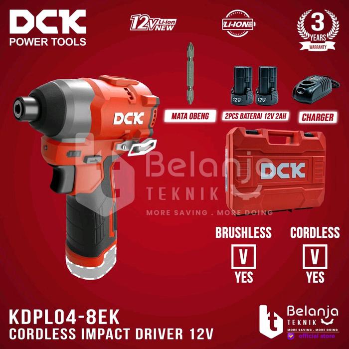 DCK Brushless Impact Driver Cordless 12V KDPL04-8EK Bor Obeng KDPL 04