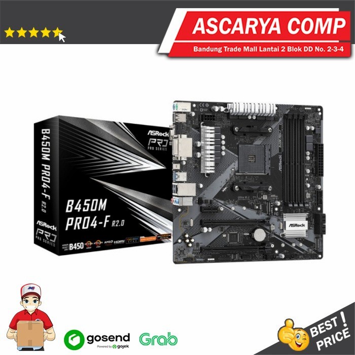 BEBAS ONGKIR - ASROCK B450M Pro4-F R2.0 Motherboard AMD B450 AM4 Micro ATX