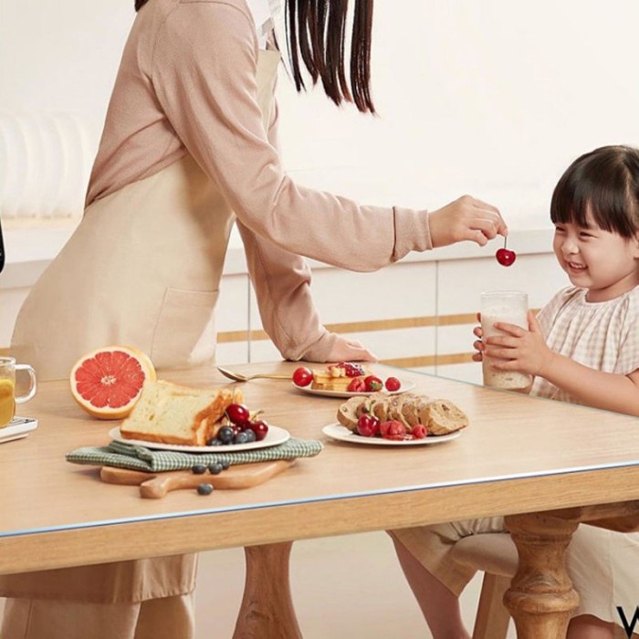 Taplak Meja Plastik Mika Bening Transparan Meteran Tebal