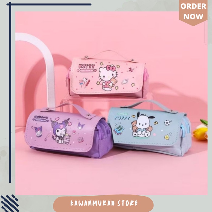 

Ready Tempat Pensil Tenteng Kuromi Hello Kitty Kapasitas Besar Tebal