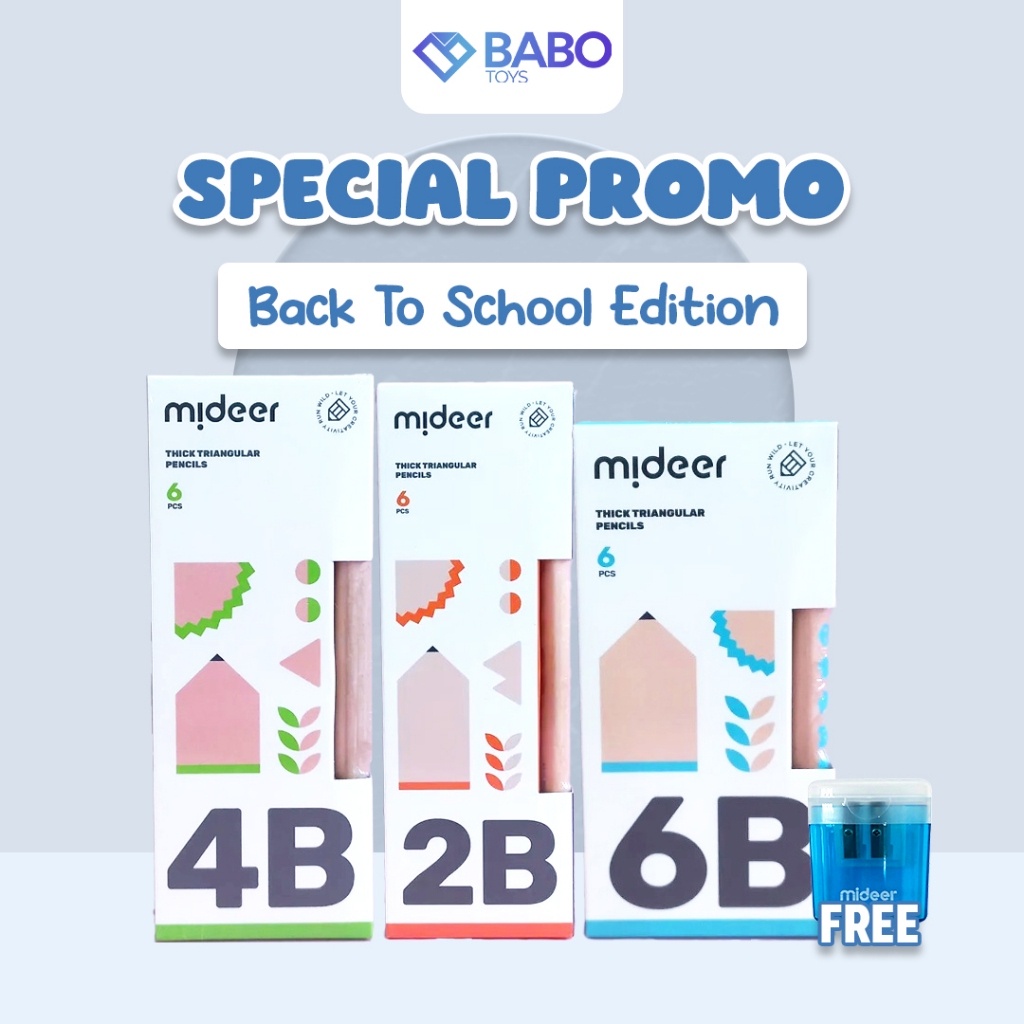 

PROMO BUY 1 GET FREE Rautan Mideer Thick Triangular Pencil 2B 4B 6B Alat Tulis Pensil Segitiga Kayu