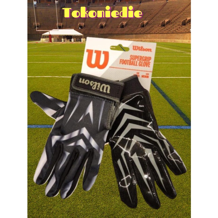 Wilson Super Grip Receiver Football Gloves Black Gratis Ongkir