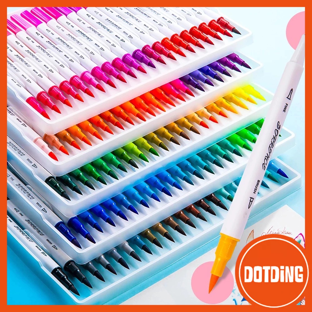 

[COD] Dual Tip Pulpen Sikat 100/80/60/48/36/24/12 Warna Sketsa Menggambar Manga Dual Head spidol