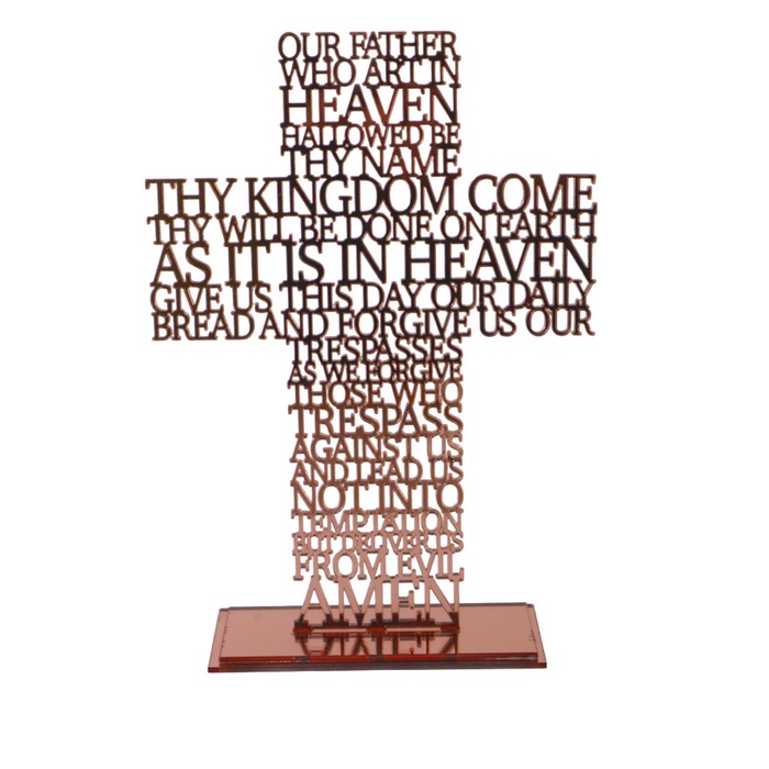 Salib Doa Bapa Kami Dalam Bahasa Inggris Akrilik Mirror Pajangan-Duduk