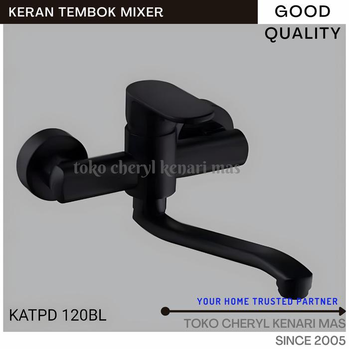 Murah Keran Tembok Dapur Panas Dingin Kran Dinding Mixer Hitam Black 120