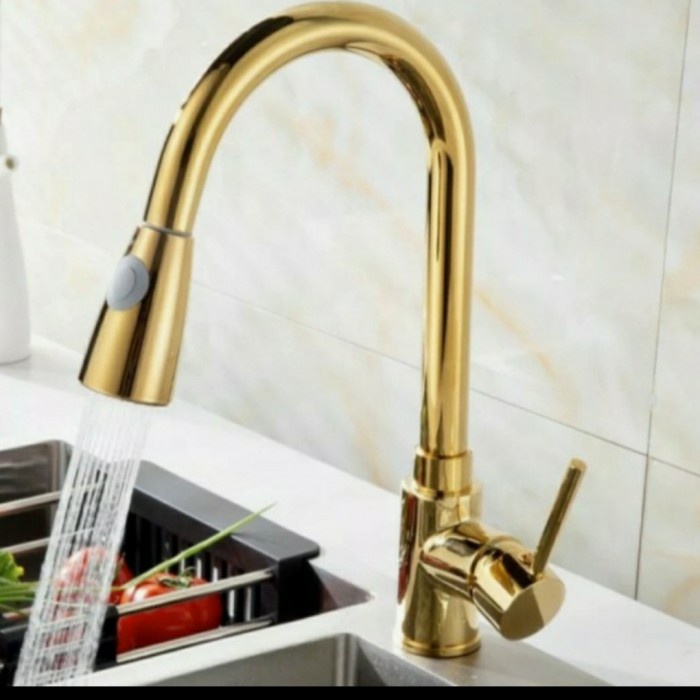 Terbatas Keran Sink Tarik Panas Dingin Gold /Kran Dapur Angsa Emas Model Toto