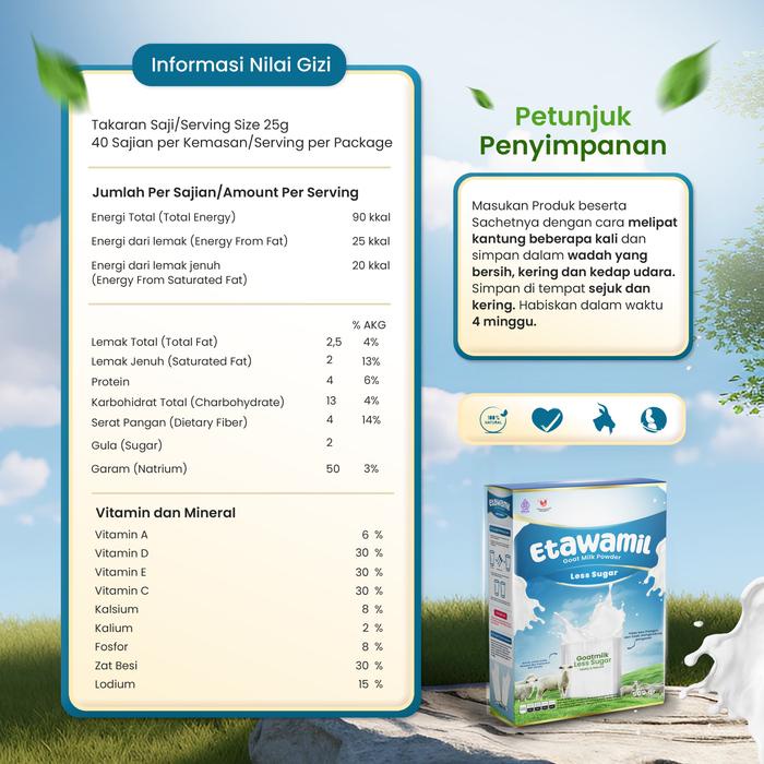 

Terlaris- Etawamil Non Sugar Tanpa Gula Susu Kambing Etawa Bubuk - Original 500G Milk