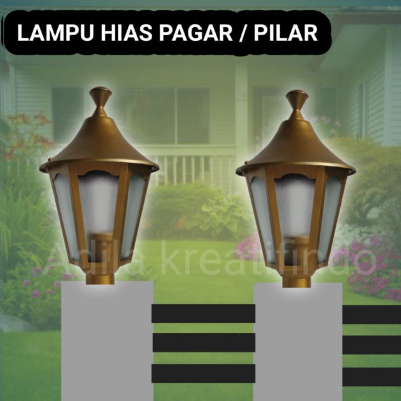 lampu hias taman pilat pagar rumah warna gold